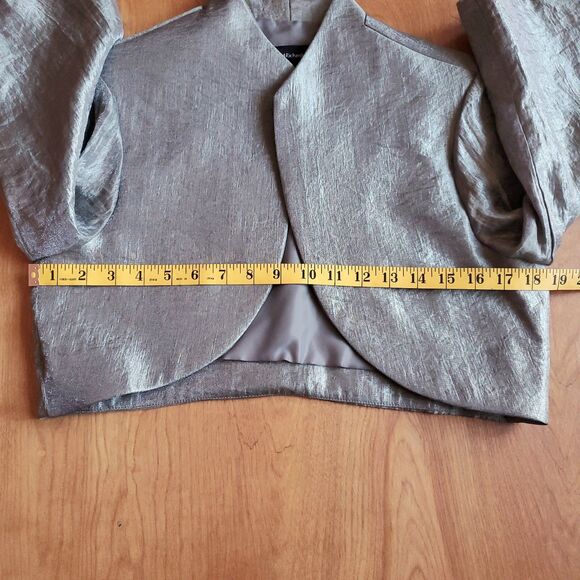 R&M Richards 2-Piece Jacket Dress Sz 12 Tiered Embellished Gray Shimmer - Picture 14 of 16
